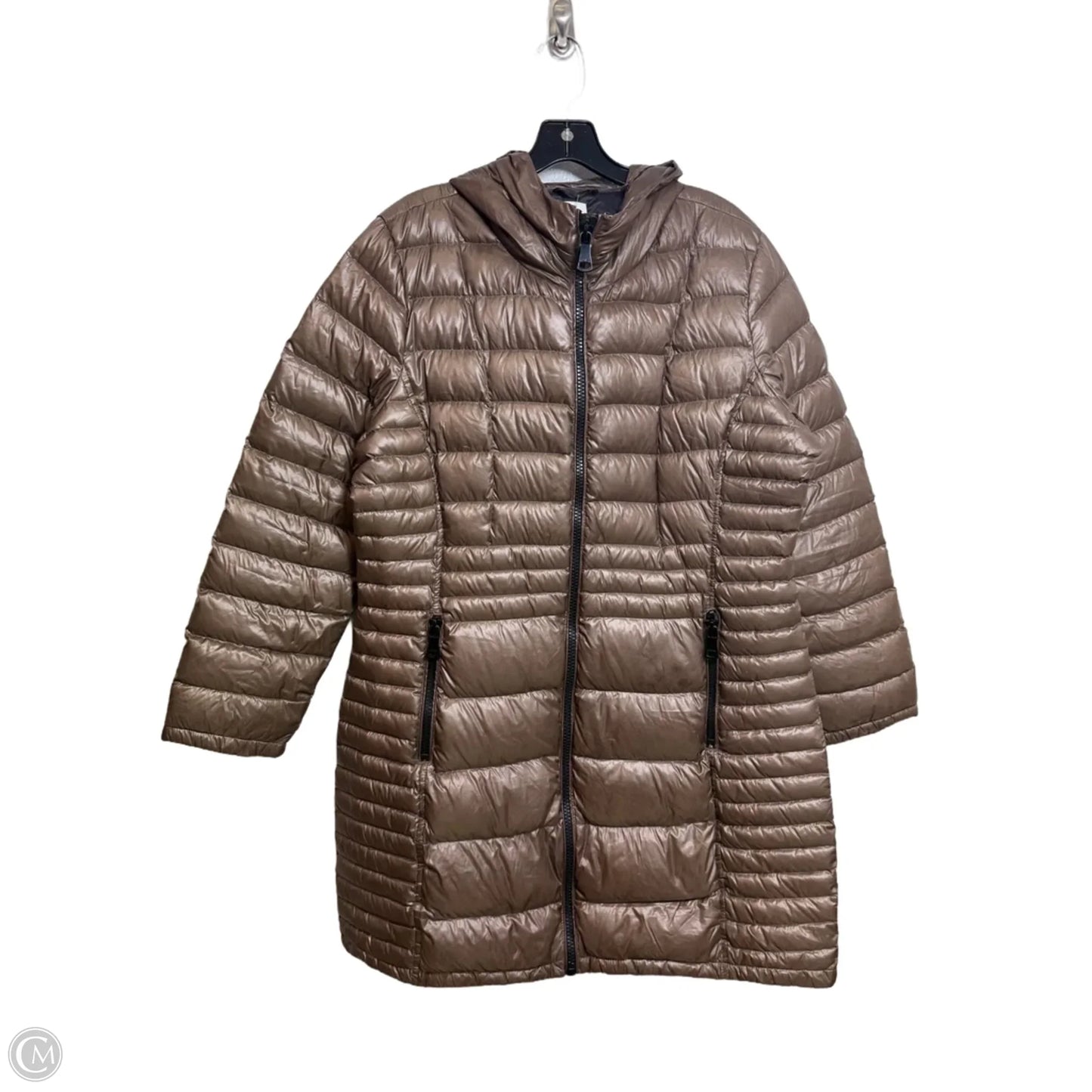 Jacket Puffer & Quilted By Calvin Klein In Brown, Size: Xl