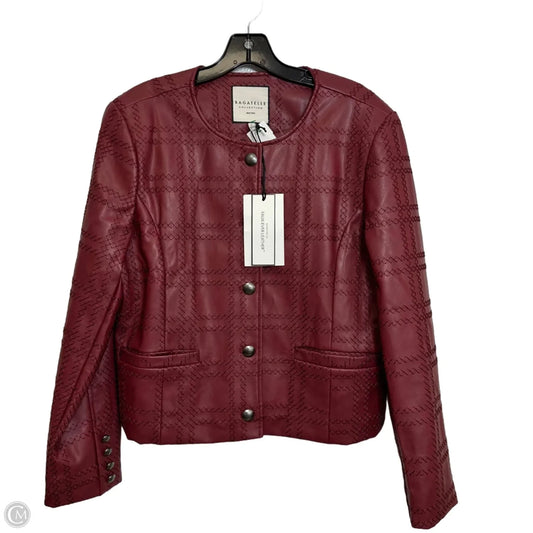 Faux leather jacket moto By Bagatelle In Maroon, Size: L