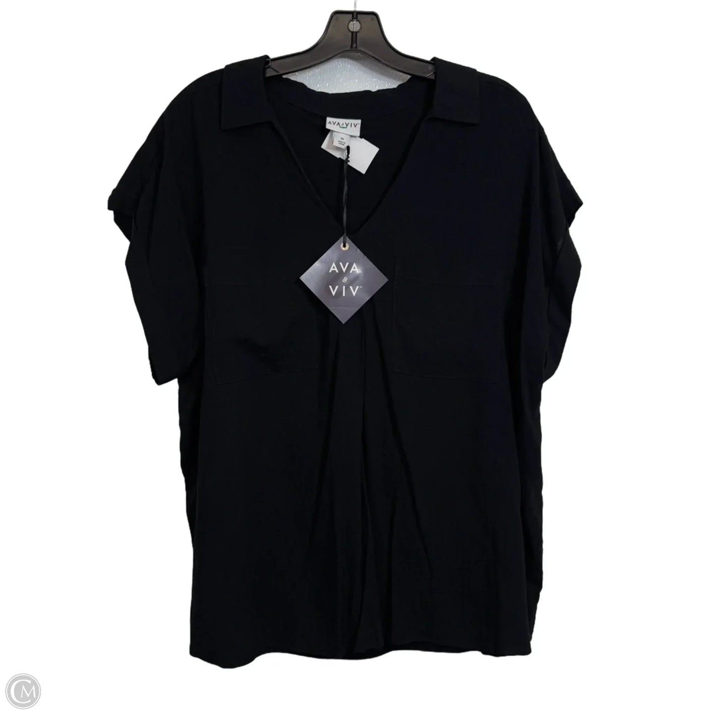 Top Short Sleeve By Ava & Viv In Black, Size: 1x