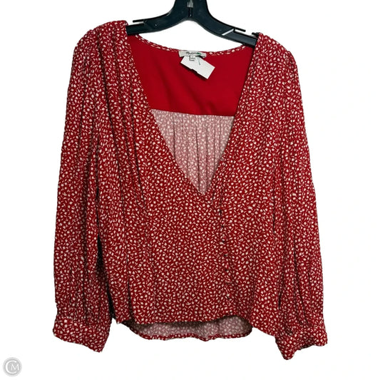 Top Long Sleeve By Madewell In Red, Size: L