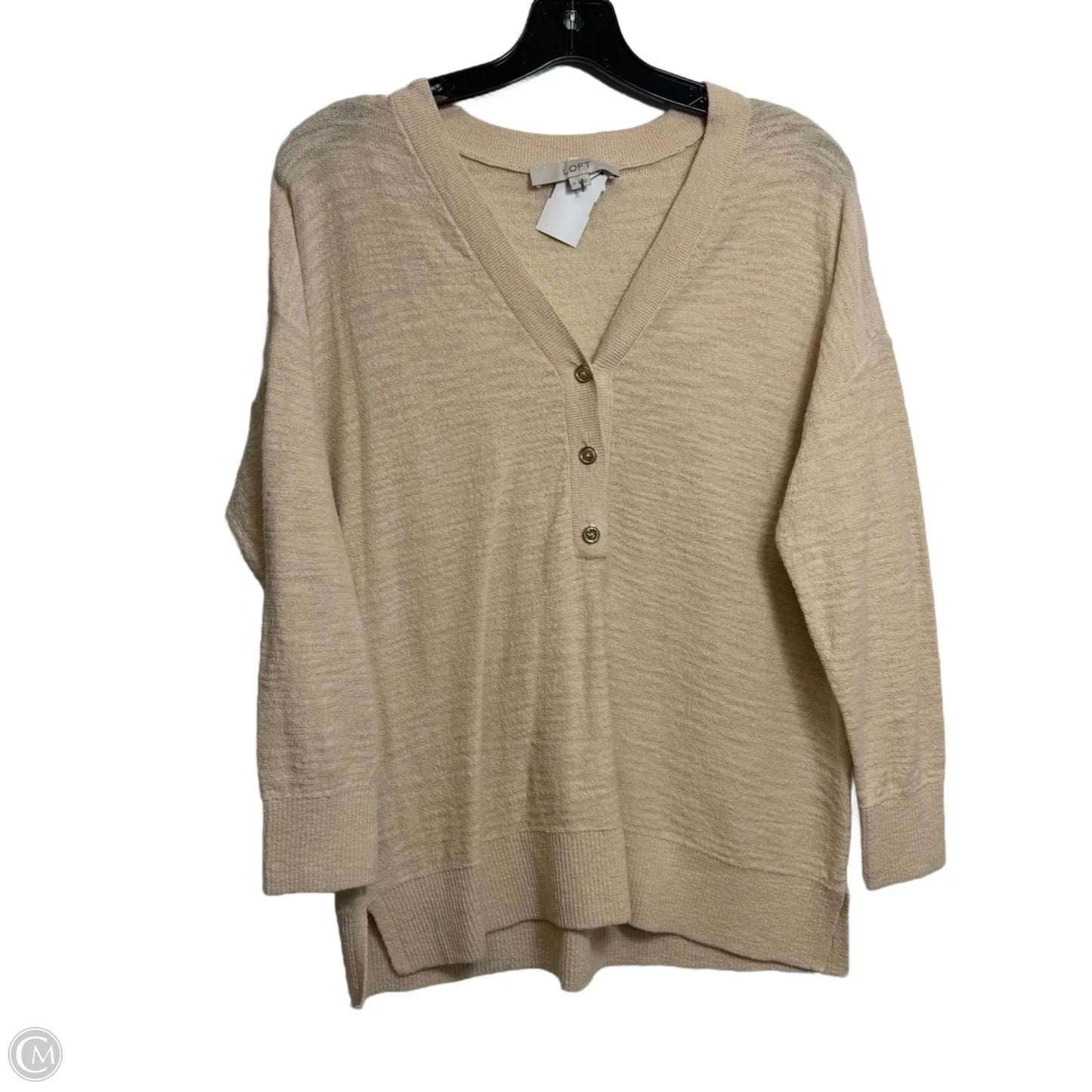 Top Long Sleeve By Loft In Beige, Size: M