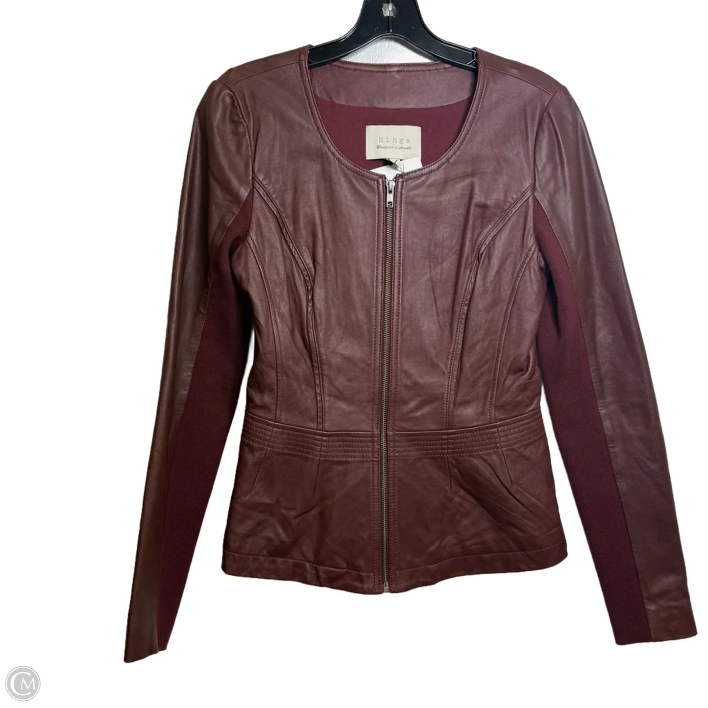 Jacket Leather By Hinge In Maroon, Size: S