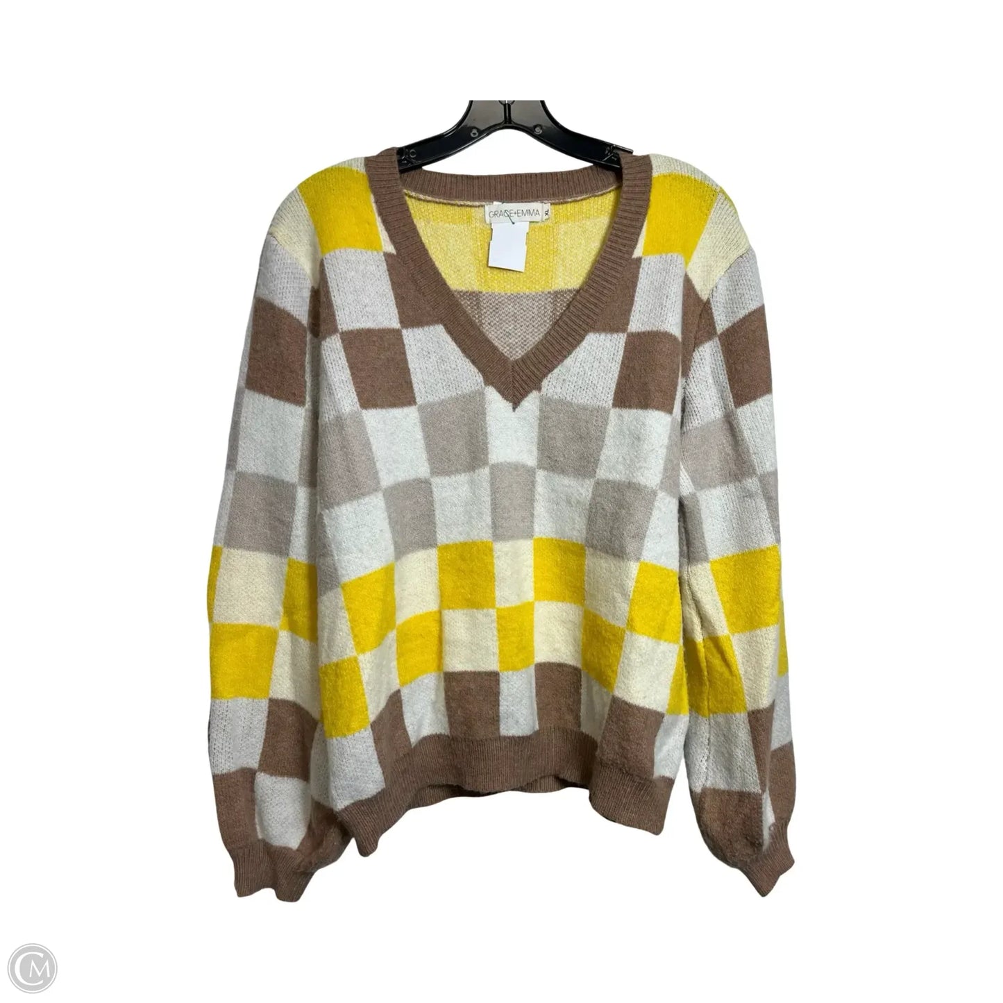 Sweater By Clothes Mentor In Checkered Pattern, Size: Xl