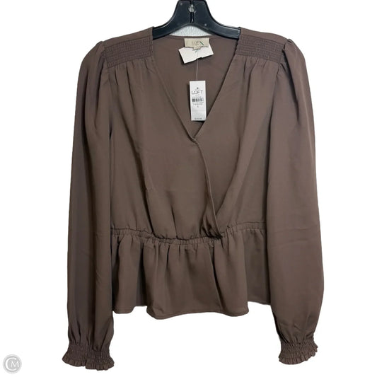 Top Long Sleeve By Loft In Brown, Size: S