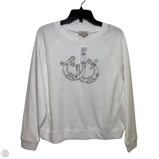 Sweatshirt Crewneck By Loft In White, Size: S