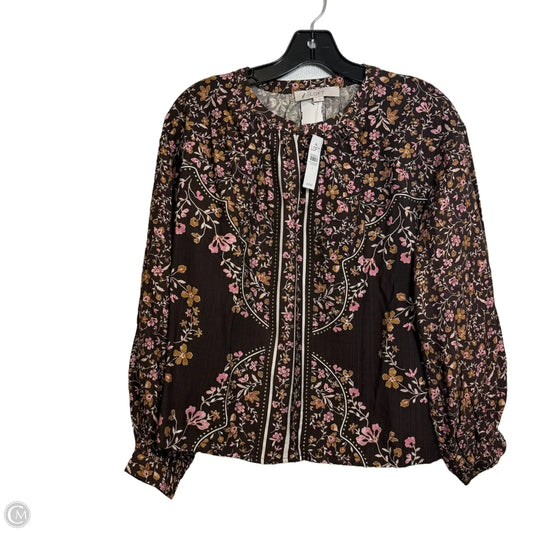 Top Long Sleeve By Loft In Brown, Size: S