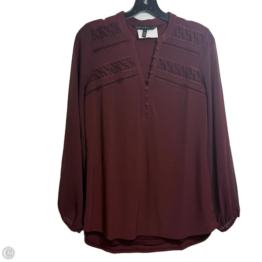 Top Long Sleeve By White House Black Market In Maroon, Size: Xs