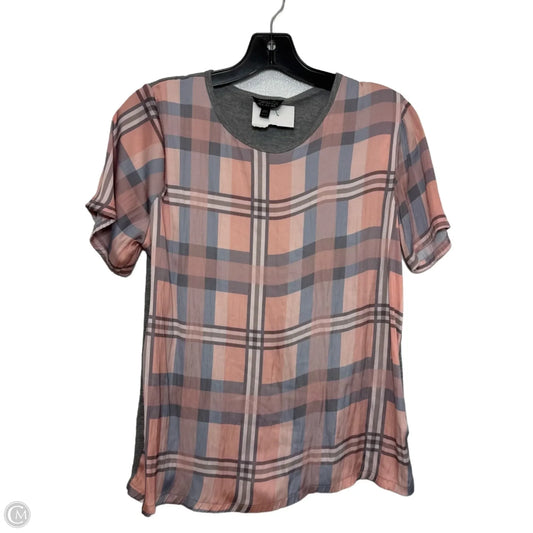 Top Short Sleeve By Top Shop In Plaid Pattern, Size: S