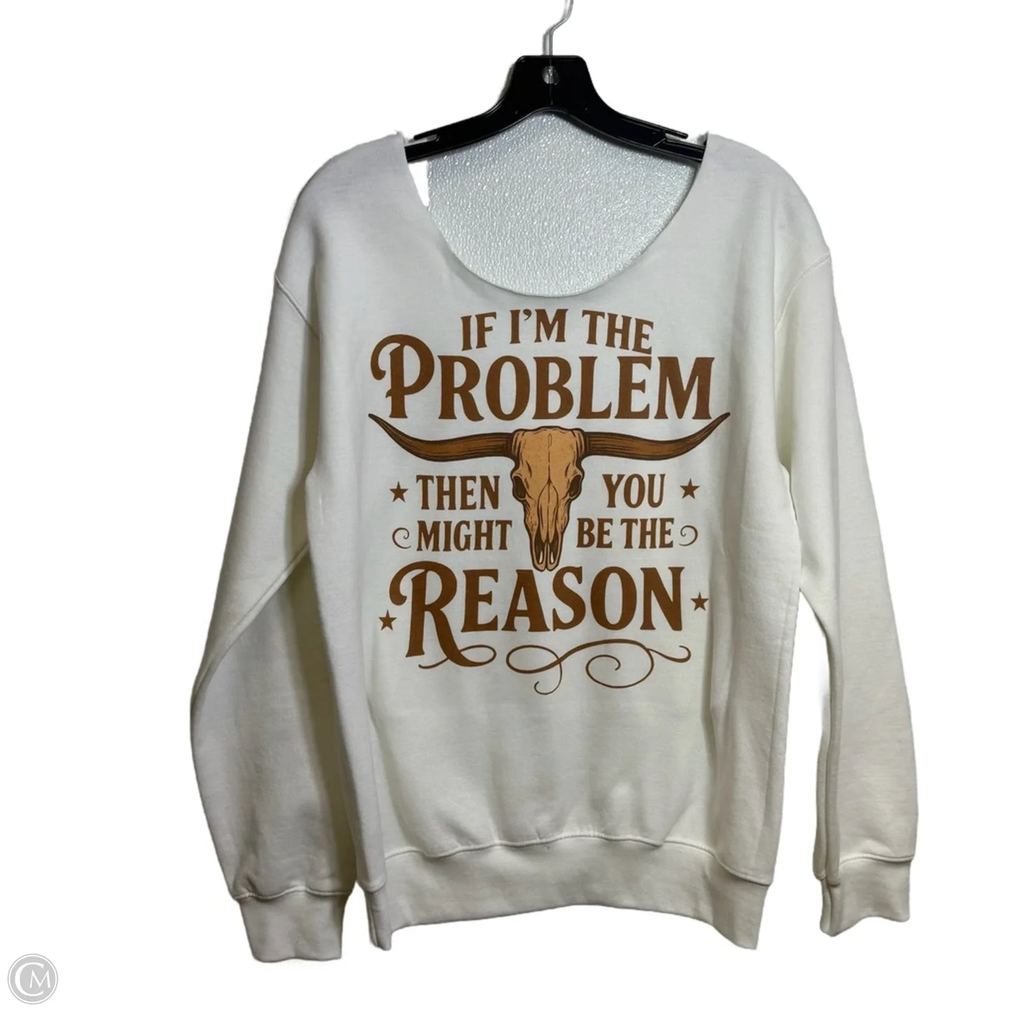 Sweatshirt Crewneck By Clothes Mentor In White, Size: S