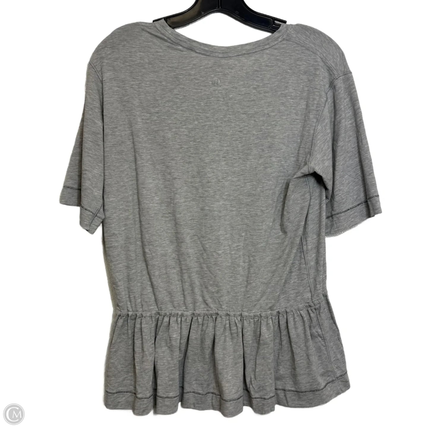 Athletic Top Short Sleeve By Lululemon In Grey, Size: M