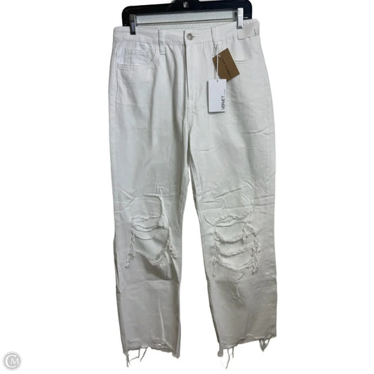 Jeans Cropped By Vervet In White Denim, Size: 8