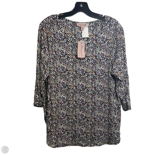 Top 3/4 Sleeve By Philosophy In Multi-colored, Size: 1x