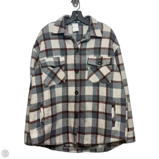 Jacket Shirt By Staccato In Plaid Pattern, Size: L