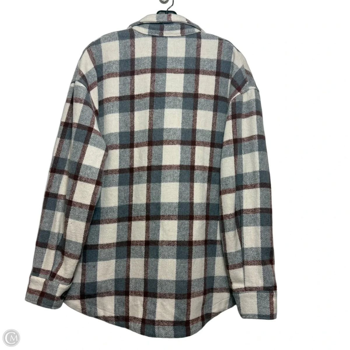 Jacket Shirt By Staccato In Plaid Pattern, Size: L