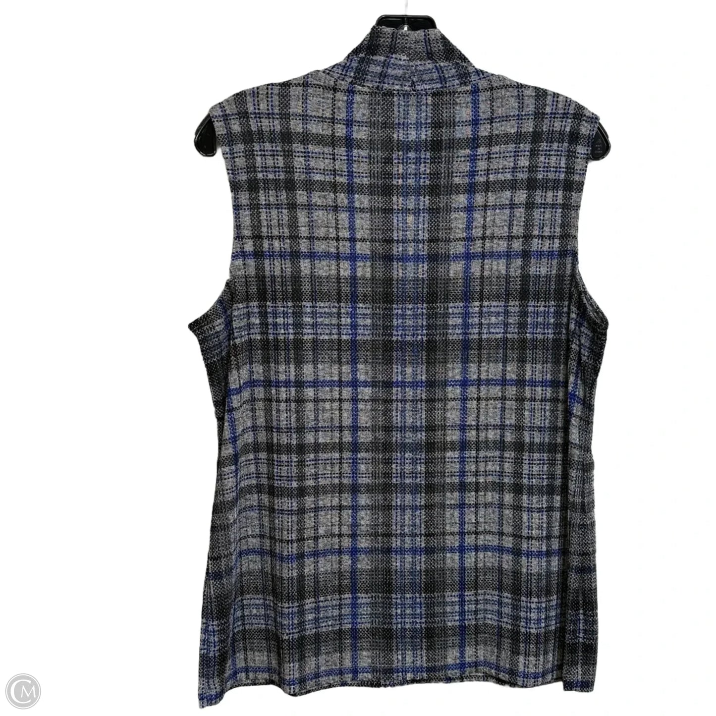 Top Sleeveless By Calvin Klein In Plaid Pattern, Size: L