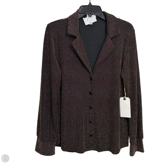 Top Long Sleeve By Leith In Copper, Size: L