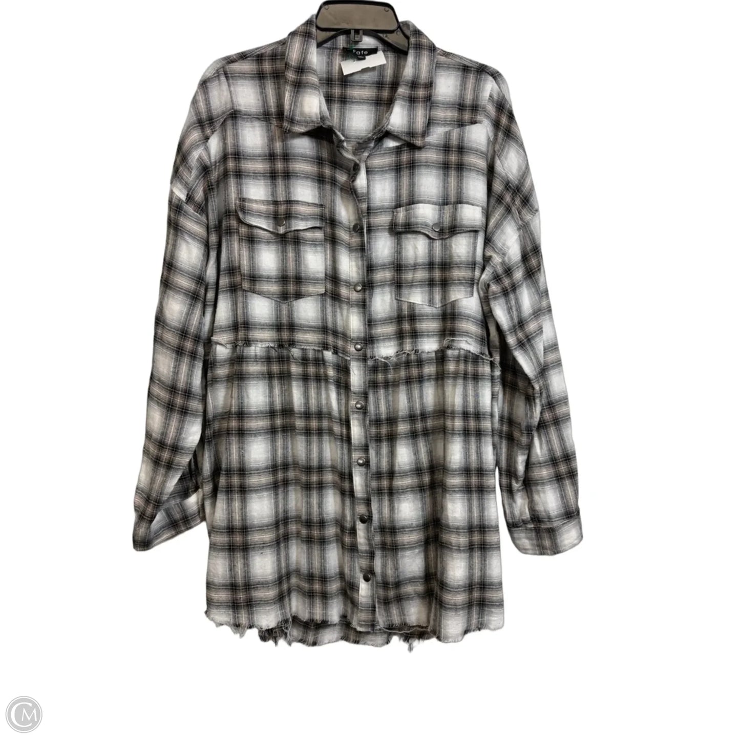 Top Long Sleeve By Fate In Plaid Pattern, Size: 1x