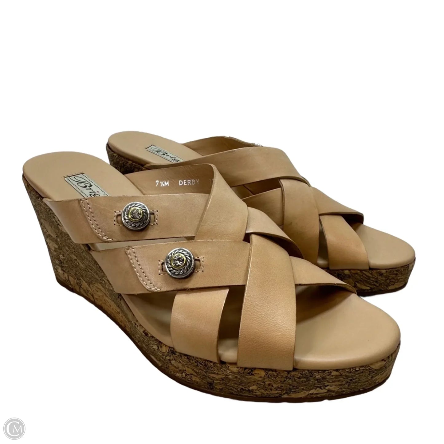 Sandals Heels Wedge By Brighton In Tan, Size: 7.5