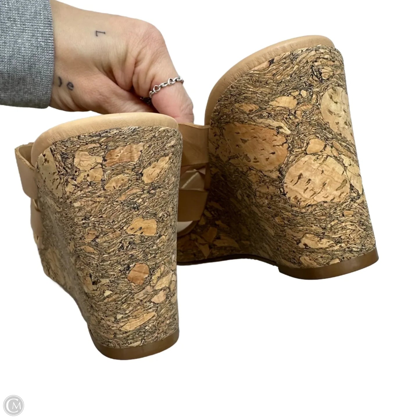 Sandals Heels Wedge By Brighton In Tan, Size: 7.5