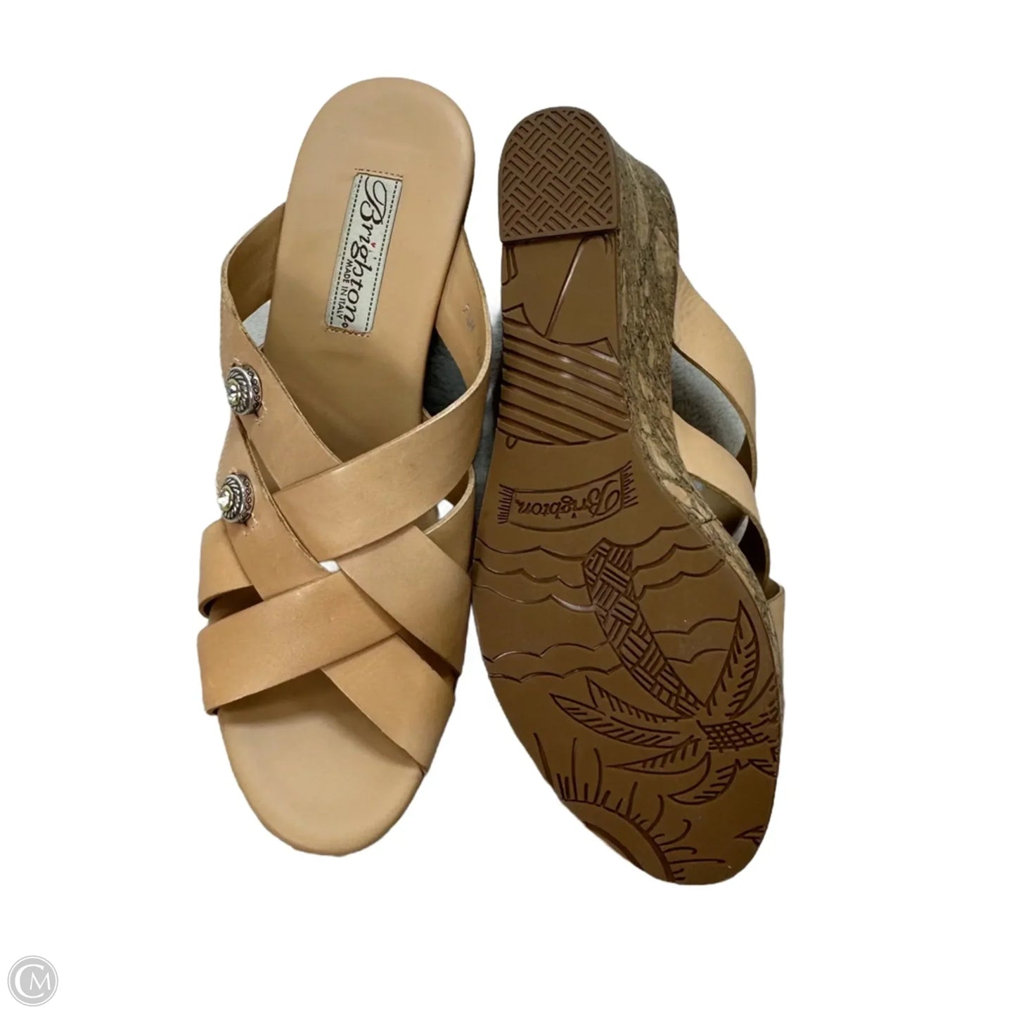 Sandals Heels Wedge By Brighton In Tan, Size: 7.5