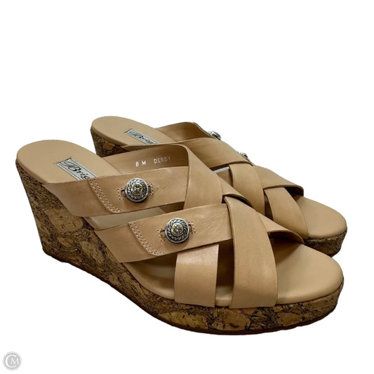 Sandals Heels Wedge By Brighton In Tan, Size: 8