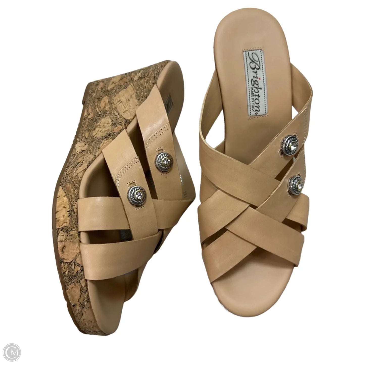 Sandals Heels Wedge By Brighton In Tan, Size: 8