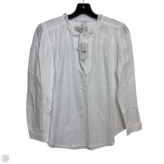 Top Long Sleeve By Loft In White, Size: M