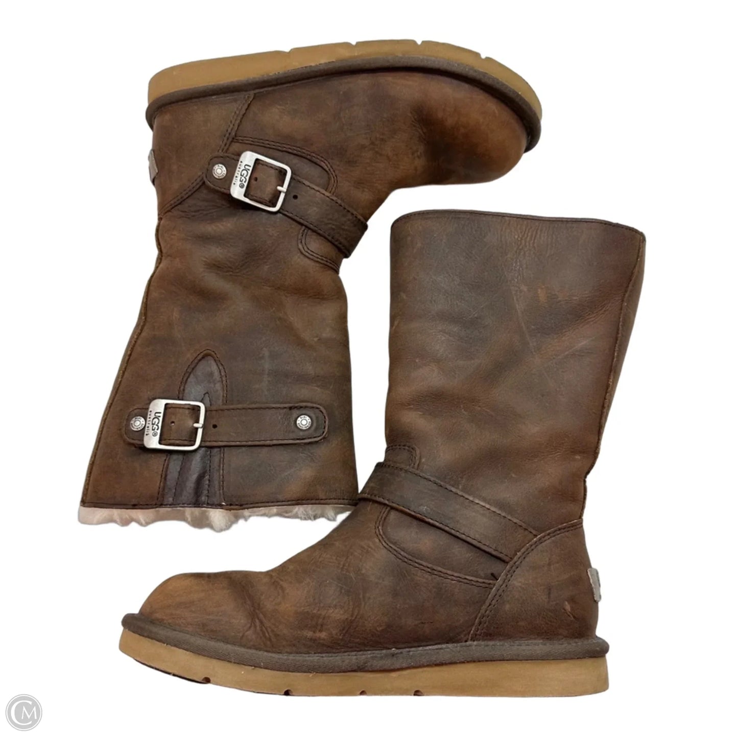 Boots Designer By Ugg In Brown, Size: 7