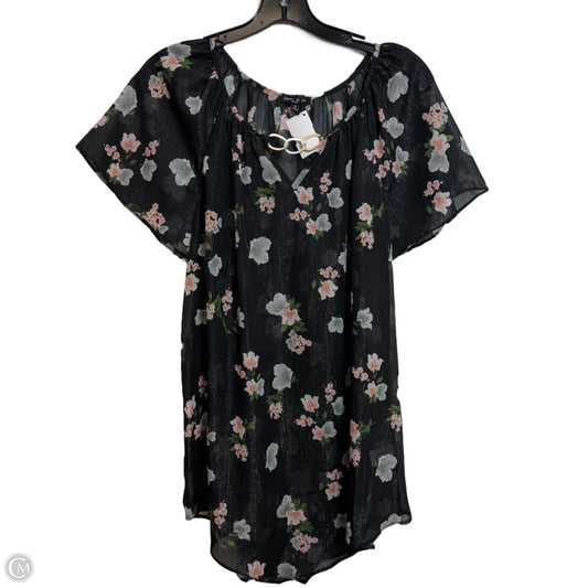 Top Short Sleeve By Sami & Jo In Floral Print, Size: 1x
