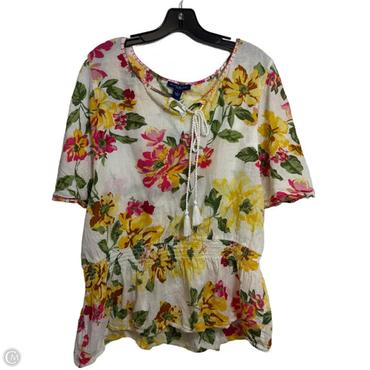 Top Short Sleeve By Bandolino In Floral Print, Size: L
