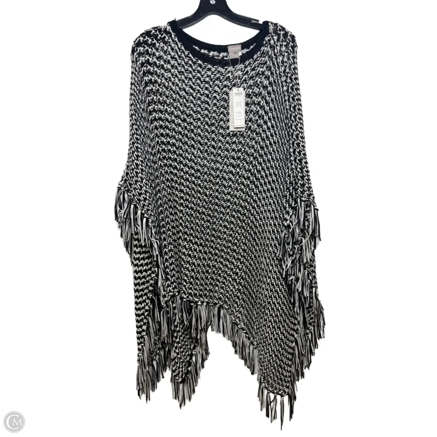 Poncho By Chicos In Black & White, Size: L