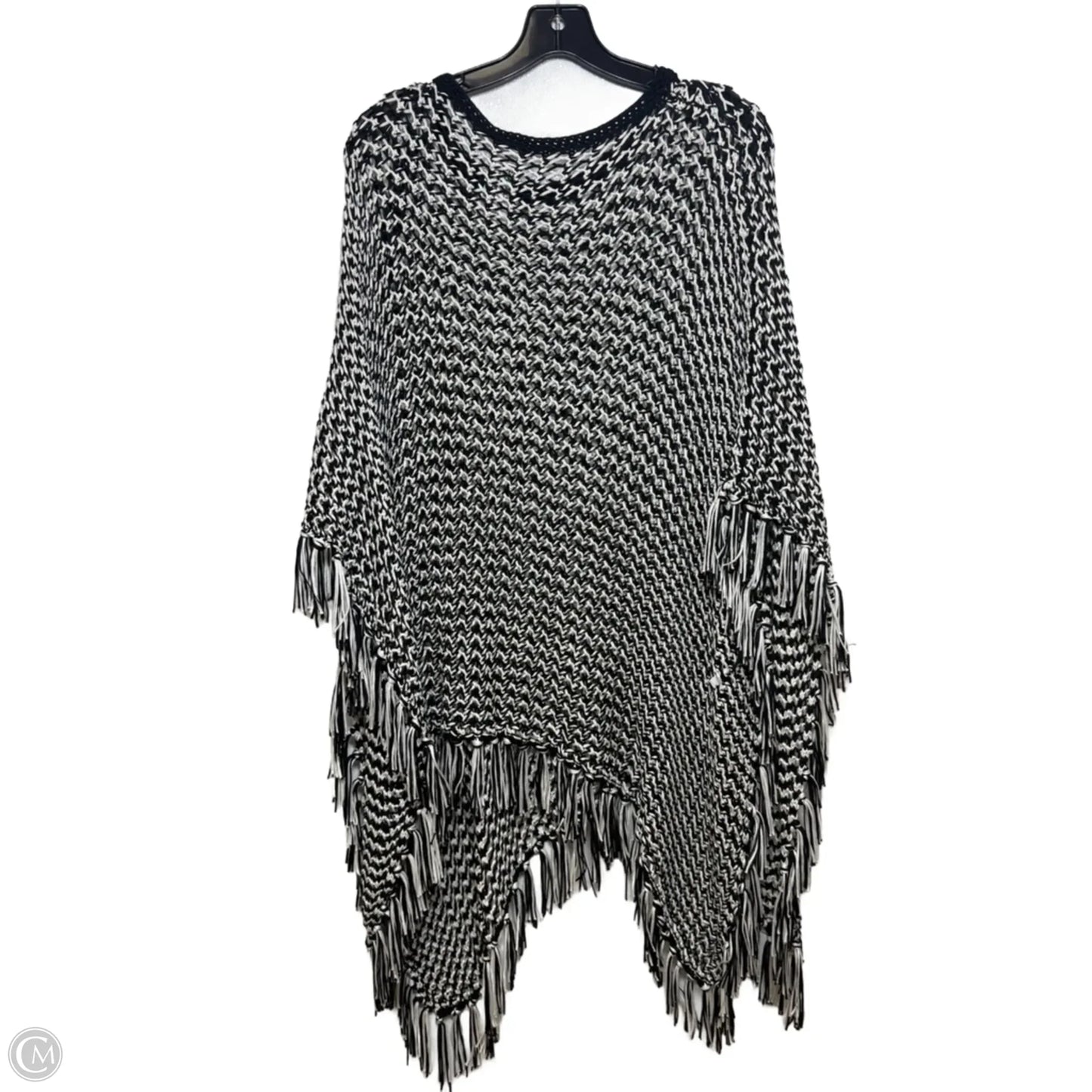 Poncho By Chicos In Black & White, Size: L