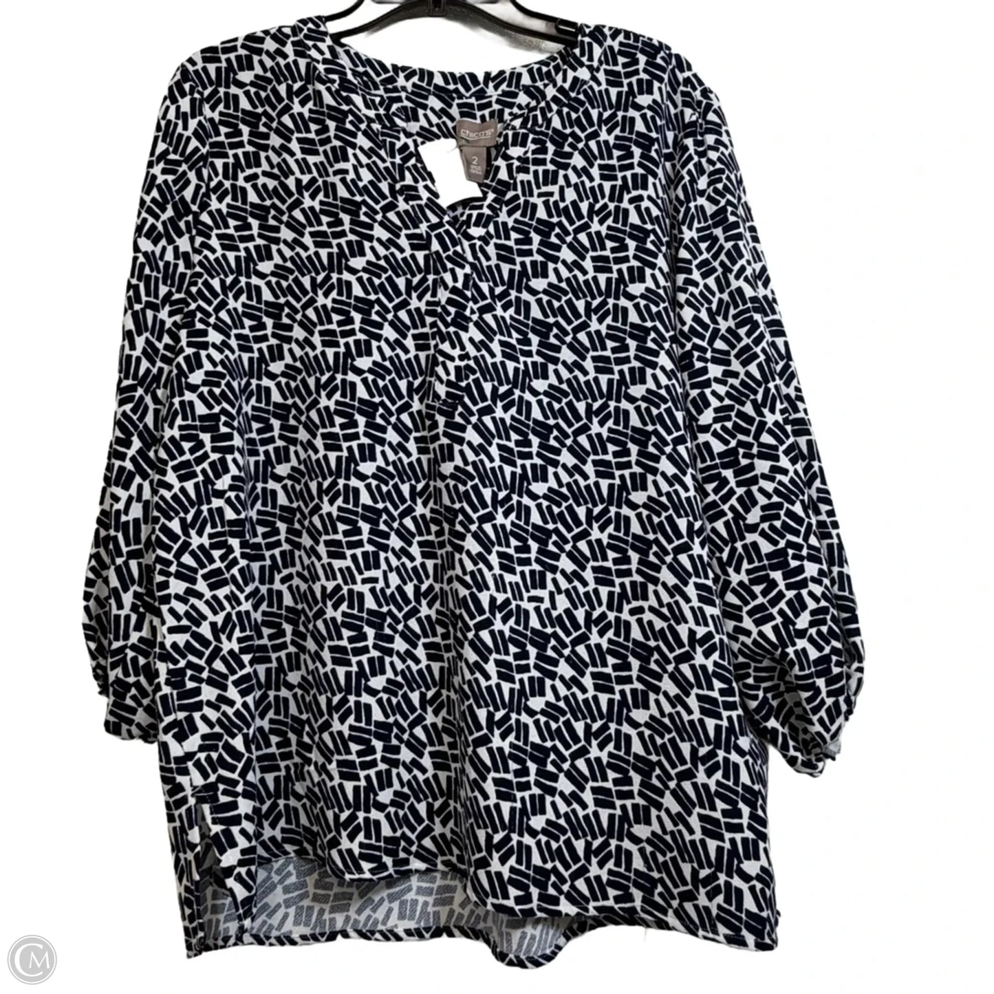 Top 3/4 Sleeve By Chicos In Navy, Size: L