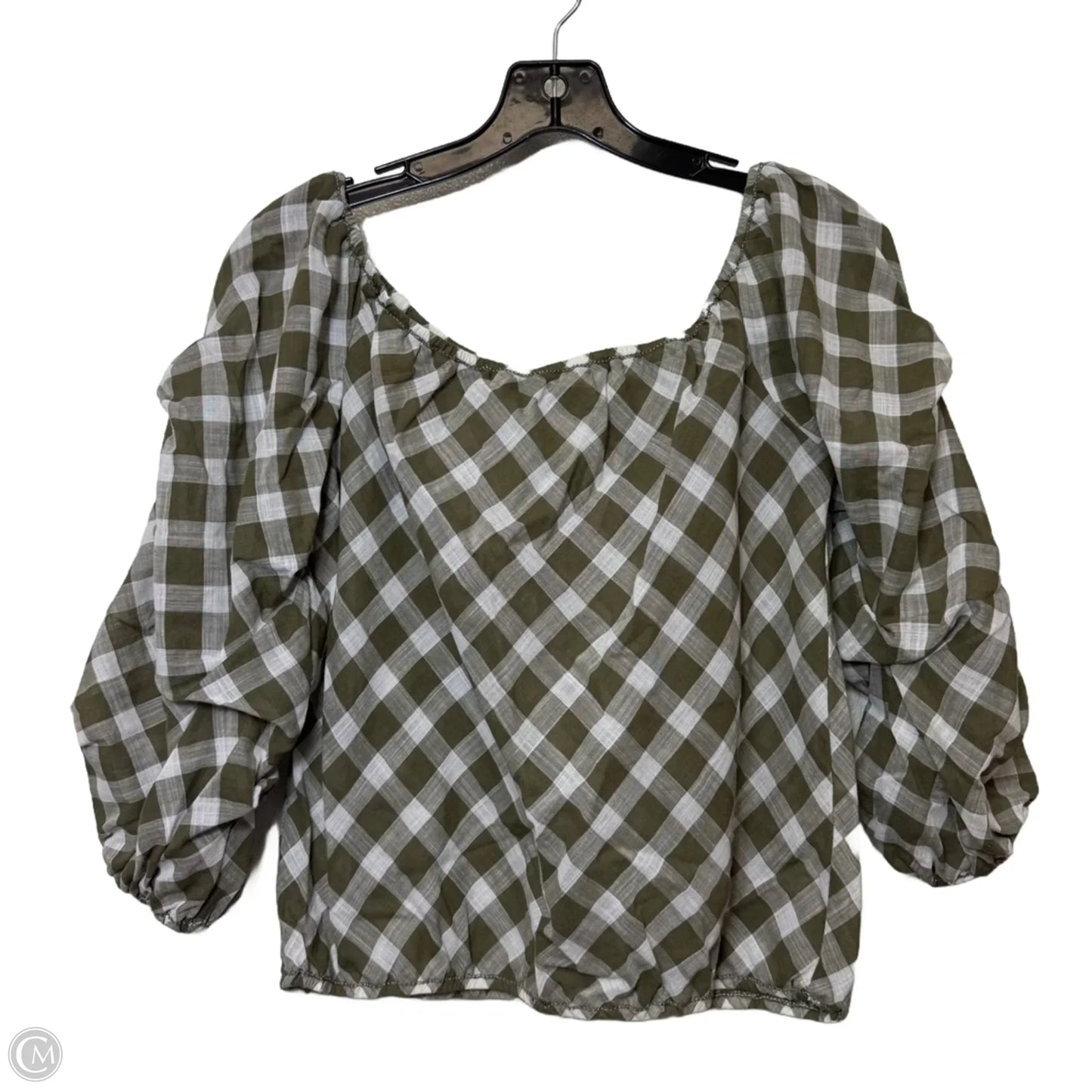 Top Long Sleeve By Max Studio In Checkered Pattern, Size: L