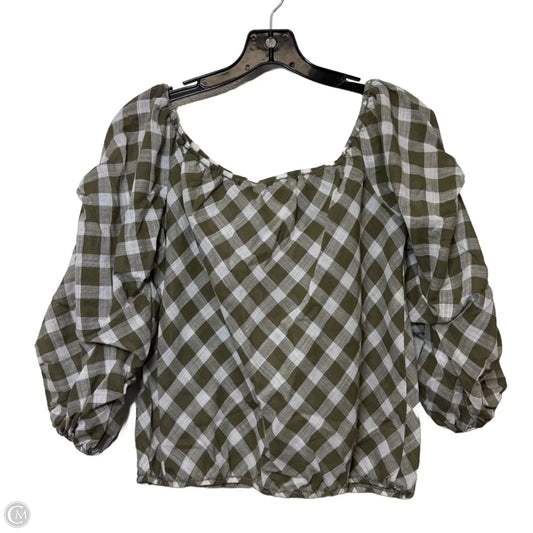 Top Long Sleeve By Max Studio In Checkered Pattern, Size: L