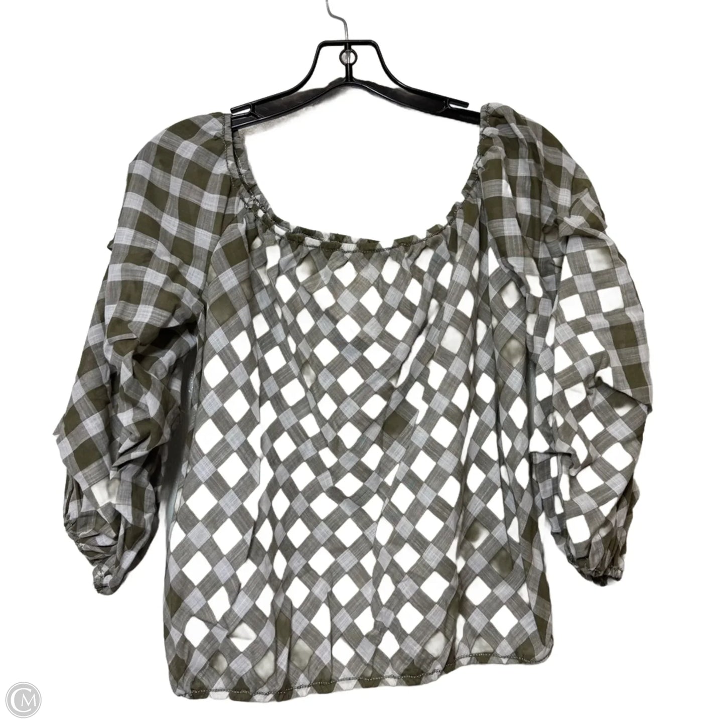 Top Long Sleeve By Max Studio In Checkered Pattern, Size: L