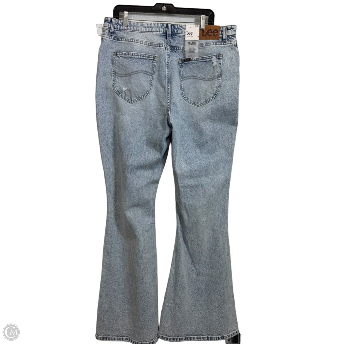 Jeans Flared By Lee In Blue Denim, Size: 18