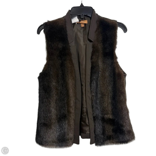 Vest Faux Fur & Sherpa By Ellen Tracy In Brown, Size: S
