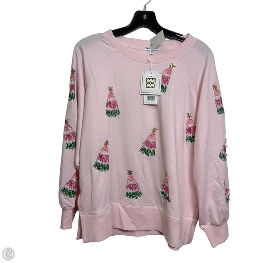 Christmas Sweatshirt Crewneck By Mary Square In Pink, Size: M