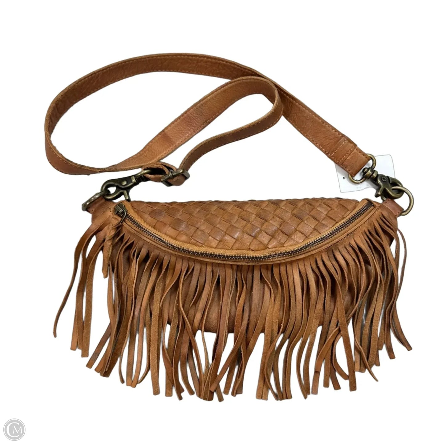 Fringe leather belt bag Crossbody By Cut & Paste, Size: Small