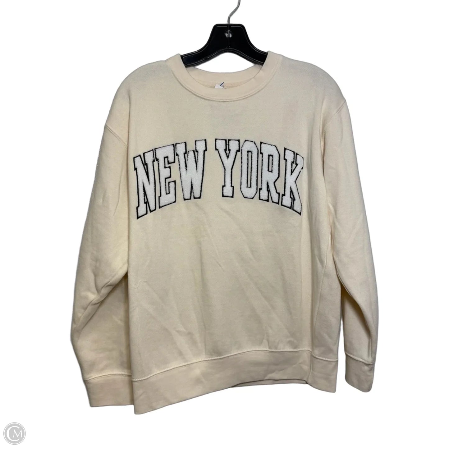 New York Sweatshirt Crewneck By Clothes Mentor In Ivory, Size: M
