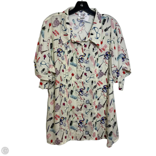 Top short Sleeve By Clothes Mentor In Cream, Size: 4x