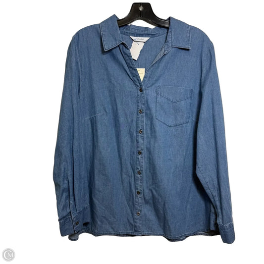 Top Long Sleeve By Cj Banks In Blue Denim, Size: 1x
