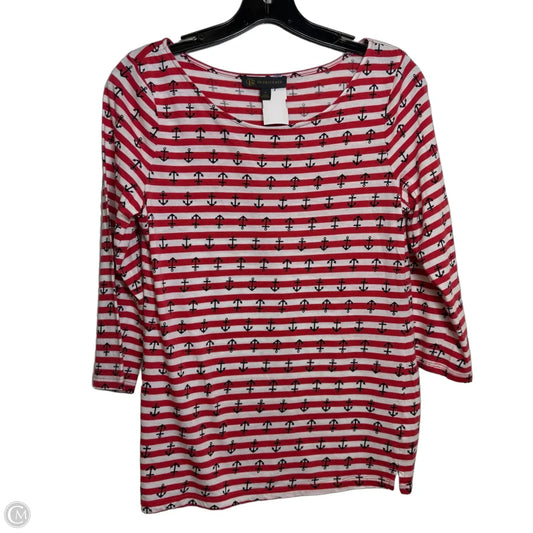 Top 3/4 Sleeve Basic By Outback Red In Nautical Print, Size: M