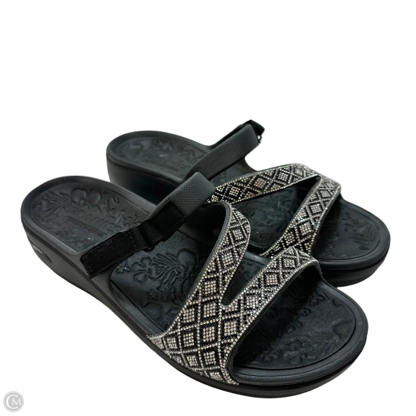 Sandals Heels Wedge By Skechers In Black, Size: 9