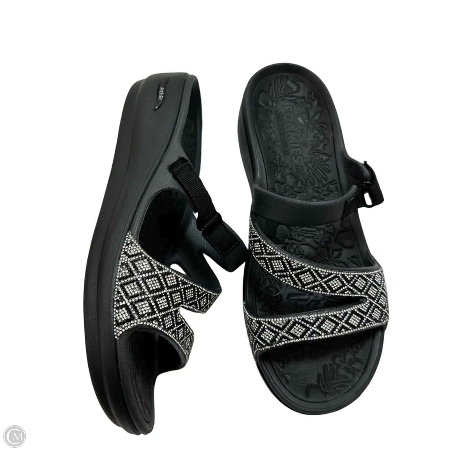 Sandals Heels Wedge By Skechers In Black, Size: 9