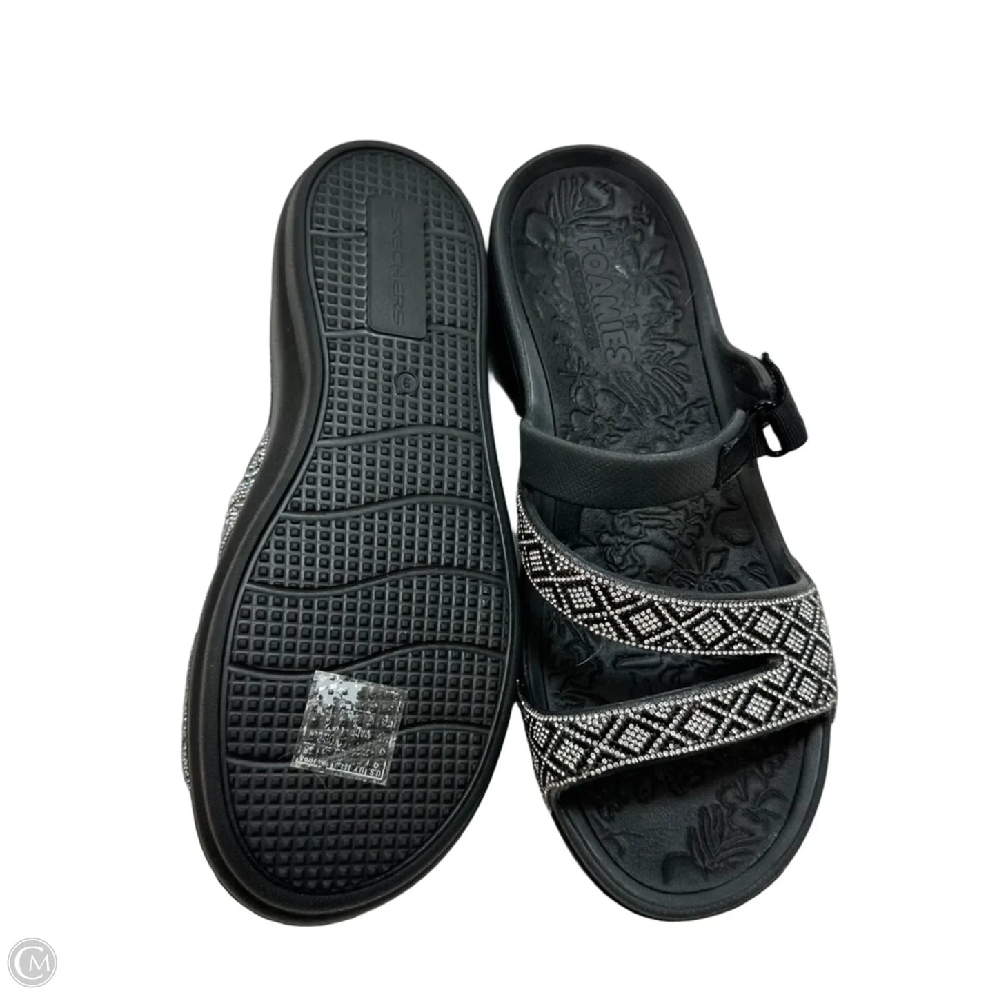 Sandals Heels Wedge By Skechers In Black, Size: 9