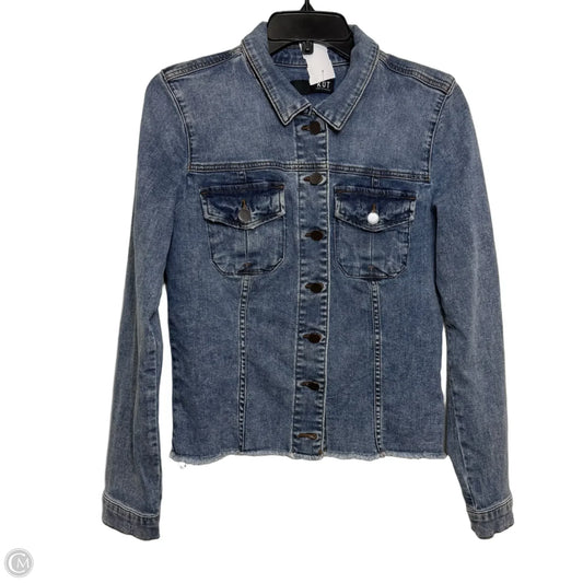 Jacket Shirt By Kut In Blue Denim, Size: M