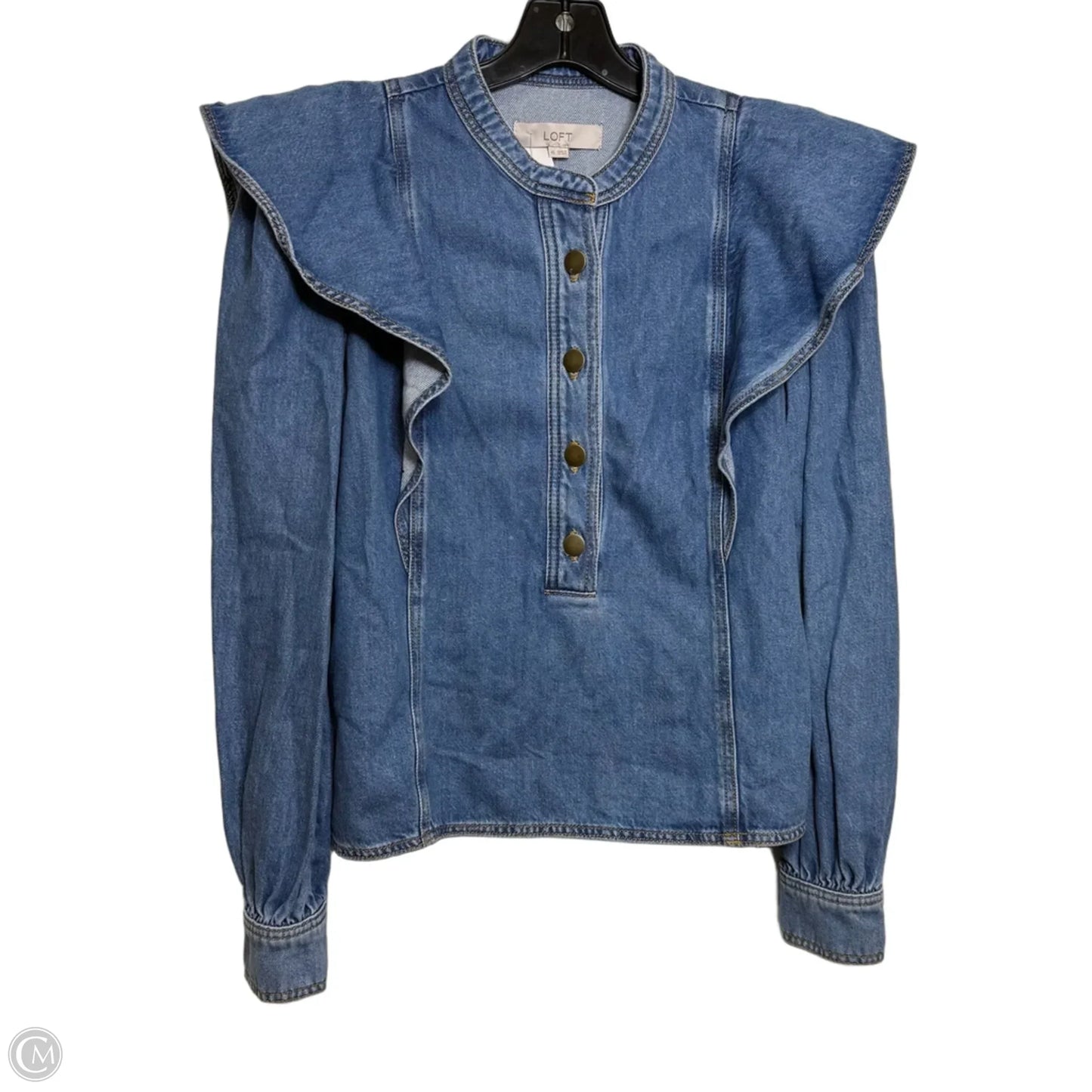 Top Long Sleeve By Loft In Blue Denim, Size: Xs