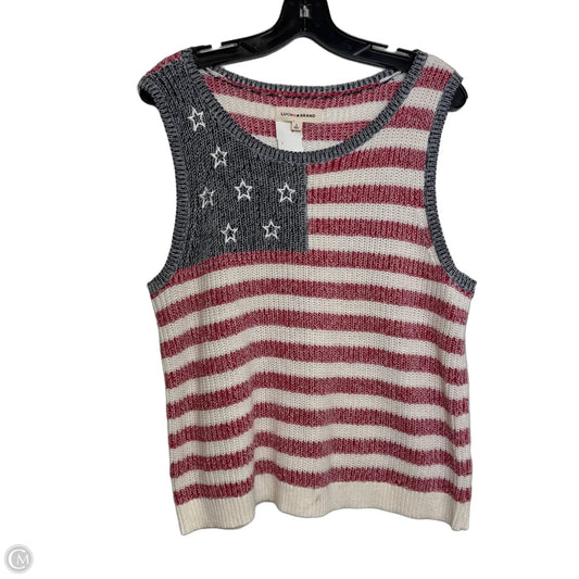 Top Sleeveless By Lucky Brand In Blue Red & White, Size: L